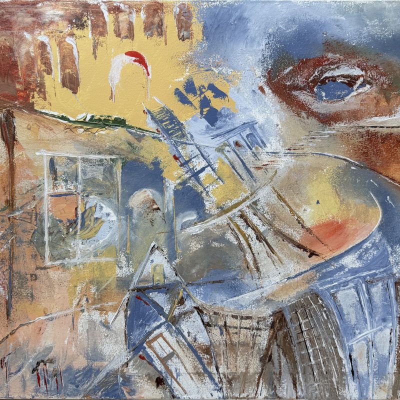 Under His Eye, 2023, acrylic on canvas, 23.6 × 31.5 in